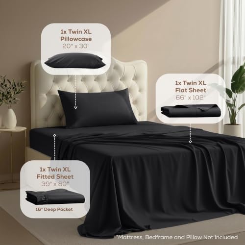 Twin XL Sheets Set, 3 Pieces 16" Deep Pocket Hotel Luxury Bed Sheets - Image 2