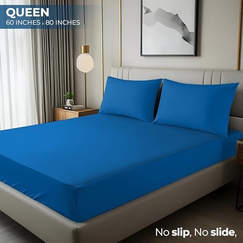 Queen Fitted Sheet, Ultra Soft Fits Up to 15 Inch Deep Pocket, Dusk Blue - Image 2