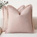 Foindtower Decorative Linen Fringe Throw Pillow Covers 22×22 Light Pink by Foindtower