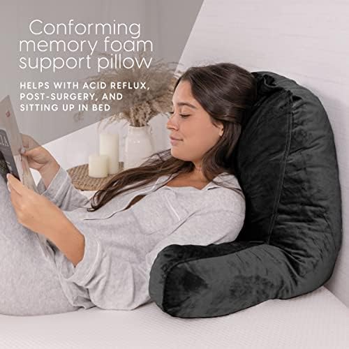 Milliard Reading Pillow with Arms, Cozy Shredded Memory Foam Back Pillow - Image 4