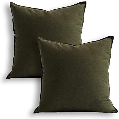 Jeanerlor Set of 2 Decorative 26"x26" Cotton Linen Chair Throw Pillow Case Green by Jeanerlor
