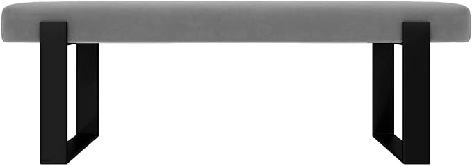 VANT Upholstered Bed Bench - Micro Suede Charcoal Grey - Matte Black - Contemporary Modern, Bedroom Bench Seat, Hallway, or Entryway