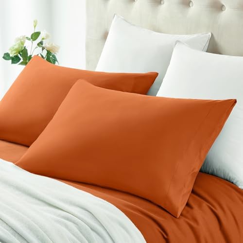MILVOWOC Brushed Microfiber Queen Pillowcases, Burnt Orange - Image 4