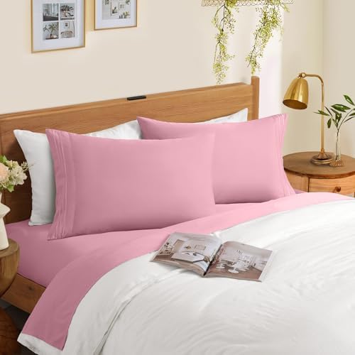 Horbaunal Microfiber Pillowcases Standard Size, Dusty Pink, 2 Pack - Image 2