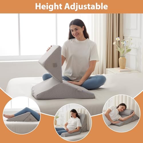 BIEEZZK 3PCS Wedge Pillow Set, Adjustable Wedge Pillow Headboard, Bed Wedge - Image 6