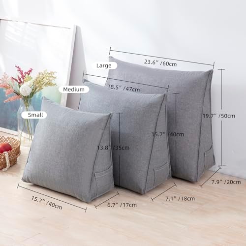 Triangular Reading Pillow with Side Pocket, Backrest Support Cushion - Image 6