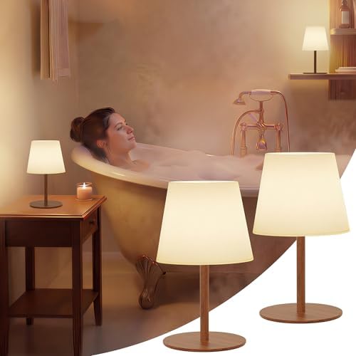 EZVALO Spa-Like Shower Lamp – IP65 Waterproof Bathroom Lamp, 4500mAh Rechargeable Cordless Mood Light, 3 Color Temps for Relaxing Bathroom & Bathtub Experience (2 Pack) by EZVALO