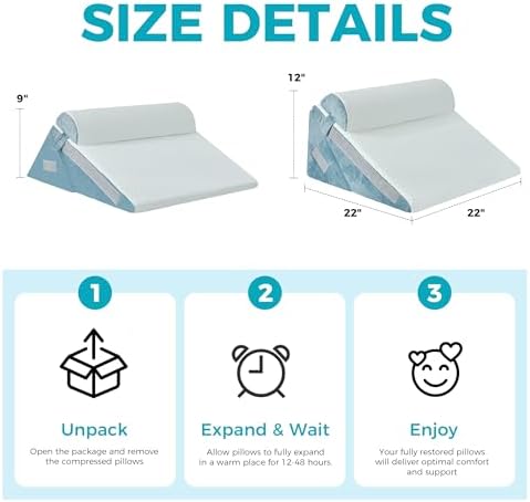 BDEUS 3PCS Wedge Pillow Set for After Surgery, Back Pillow for Bed Sitting up - Image 7
