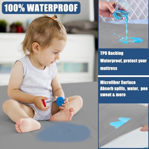 Waterproof Mattress Protector King Size, Breathable Mattress Cover, Fitted Deep - Image 2