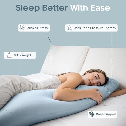 SleepCloud Weighted Body Pillow 8lbs, Cooling Tencel Cover, 48” x 14” XL - Image 2
