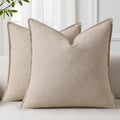 decorUhome Fall Natural Linen Throw Pillow Covers 18x18 Set of 2 by decorUhome