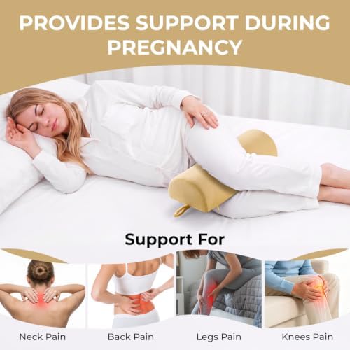 Knee Pillow for Back Sleeping, Bolster Pillow Half Moon for Legs, Memory Foam - Image 3