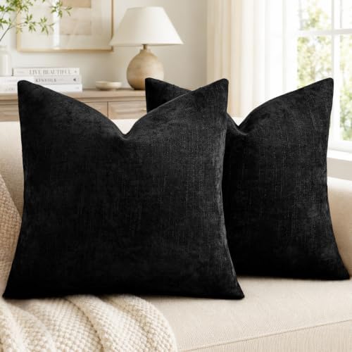 decorUhome Chenille Decorative Throw Pillow Covers 24x24 Set of 2 by decorUhome