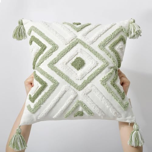 Boho Pillow Covers 18X18 Inch Boho Tufted Throw Pillow Covers Decorative - Image 6