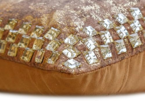 Pack of 2 Decorative Oblong Pillow Cover Gold, Crystal Embroidery Cushion Covers - Image 2