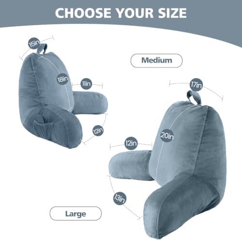 Memory Foam Reading Pillow for Sitting up in Bed, Dusty Blue - Image 3