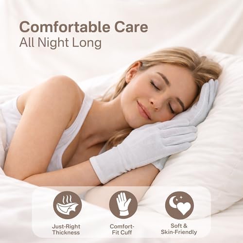 Cotton Gloves for Dry Hands Sleeping, 100% Cotton Eczema Gloves, Sleep Gloves & - Image 4