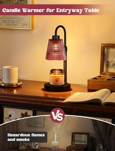 Pomegranate Red Candle Warmer Lamp with Timer, Dimmable Candle Warmer for Home Decor, Height Adjustable Candle Lamp for Jar Candles, Birthday Gifts for Women Mom, House Warming Gifts New Home - Image 5
