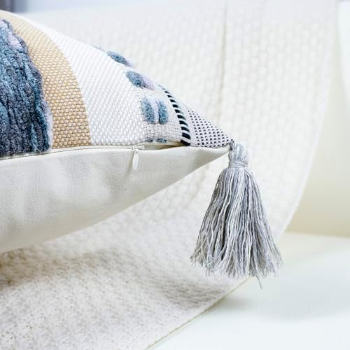 PANOD Chenille Farmhouse Throw Pillow Covers 16 x 16 Grey, Neutral Boucle Couch - Image 4