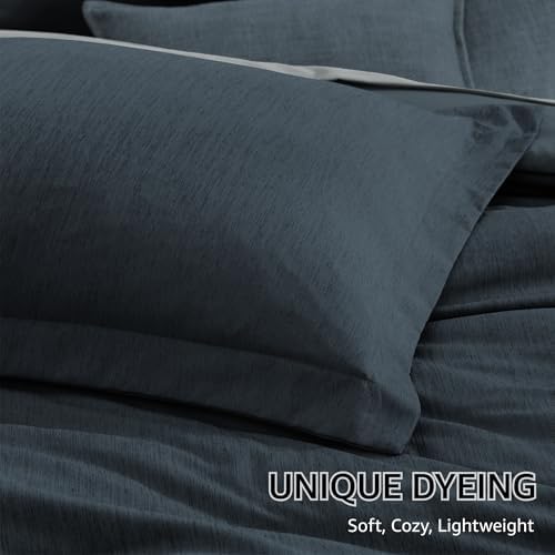 Monbix Twin XL Comforter Set 5 Pieces Navy Blue Bed in a Bag - Image 6