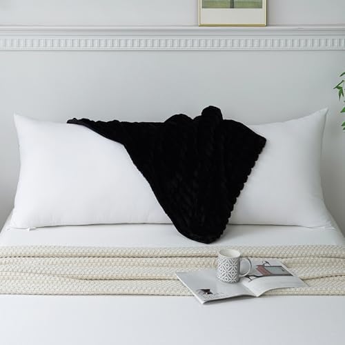 Full Body Pillow with Fluffy Stripe Faux Fur Removable Cover, Long Bed Pillow - Image 2