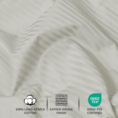 Feather & Stitch 100% Cotton Sateen 500 TC Twin Size Bed Sheet Set - Image 5
