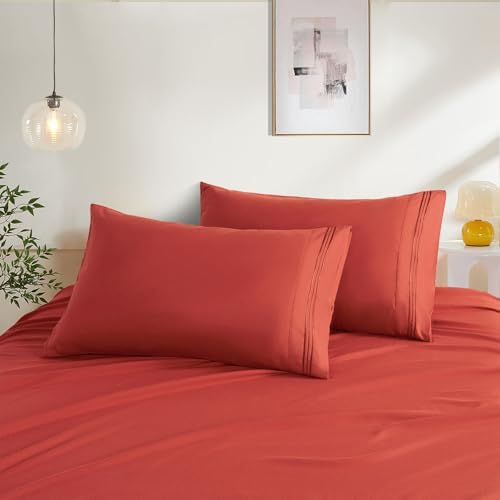 Orange Red King Size Pillow Cases Set of 2 by NookZuzu