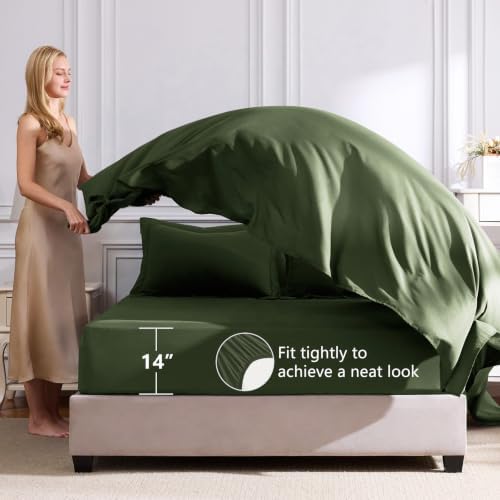 CozyLux Twin XL Comforter Set 68"x88" Olive Green - Image 5