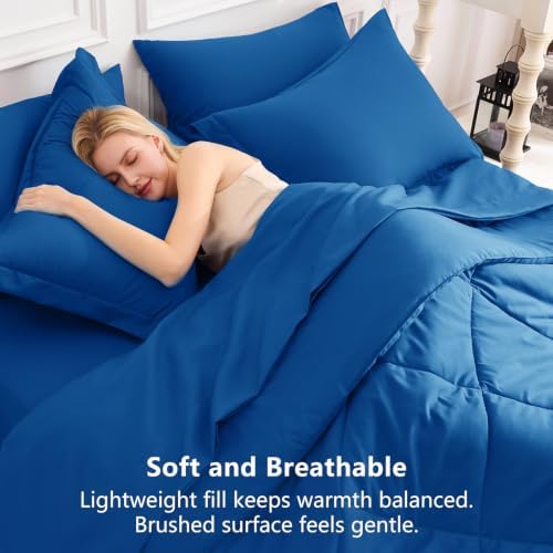 CozyLux Queen Comforter Set 88"x88" Classic Blue - Image 4