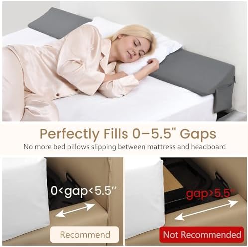 Vekkia Queen Bed Wedge Pillow for Headboard Gap Filler, Prevents Pillows & - Image 4