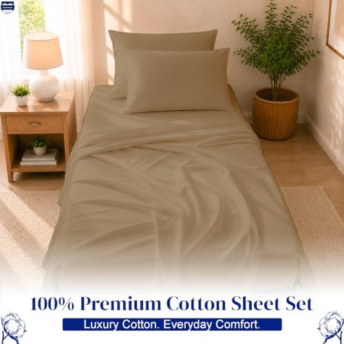 Cottingon 4 PC Cot Sheet Set 25"X75", Egyptian Cotton - Image 2