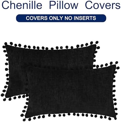 CaliTime Decorative Couch Throw Pillow Covers 20 X 12 Inches Black - Image 6