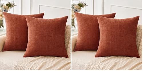 MIULEE Pack of 4 Couch Throw Pillow Covers 18x18 Inch Soft Burnt Orange by MIULEE