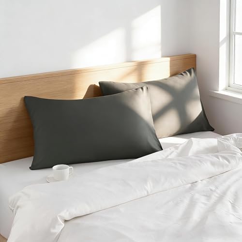 Body Pillow Cases, 2 Pack, 20x54 in, Microfiber, Dark Grey - Image 2