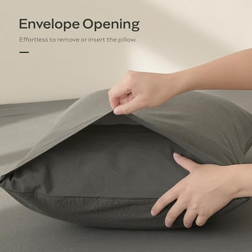 JELLYMONI 100% Washed Cotton Pillowcases, Envelope Closure 2-Pack - Image 6