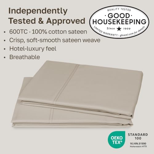 California Design Den 600 TC Set of 2 Pillow Cases King Size, Soft Linen - Image 2