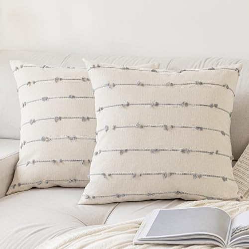 YEENAASY Boho Throw Pillow Covers 18x18 Set of 2 Farmhouse Pillow Cases by YEENAASY
