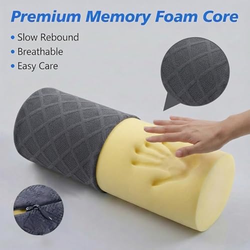 4.7" Small Neck Roll Memory Foam Pillow Cylinder, Detachable Cover - Image 6
