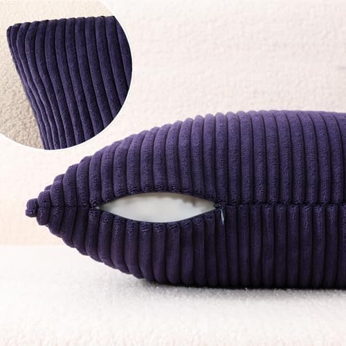 Mecatny Corduroy Decorative Throw Pillow Covers 18x18 Set of 2 Dusty Purple - Image 5