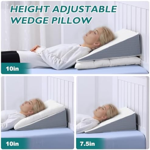 Bed Wedge Pillow for Sleep Apnea 10 Inch Gerd Pillow Patent Dual Layer Triangle - Image 6