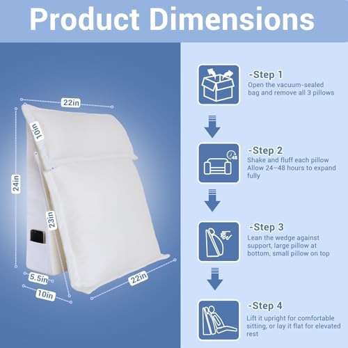 3PCS Bed Wedge Pillow Set for Sleeping - Image 7