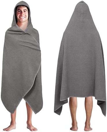 COTTON CRAFT Hooded Bath Towel for Adults – 100% Cotton Waffle Weave Towel by COTTONCRAFT