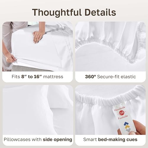 California Design Den 2 Pack 600 Thread Count Cotton Bed Sheets Queen Set - Image 5
