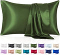 Silk Like Satin Pillowcase Standard Size, Dark Green, 2 Pack, 20x26 Inches by VCUSUELER