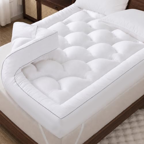 5 Inch Queen Size Memory Foam Mattress Topper, Breathable Cooling Gel Pillow by ELNIDOQUEEN