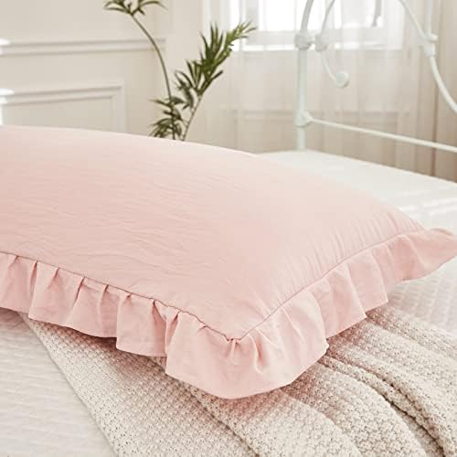 Pink Body Pillow Cover 20x54inches Long Pillowcase Ruffled Pillowcases Shabby - Image 6
