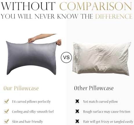 Cooling Side Sleeper Curved Pillow Case Queen 2 Pack 20 * 30 Dark Grey - Image 2