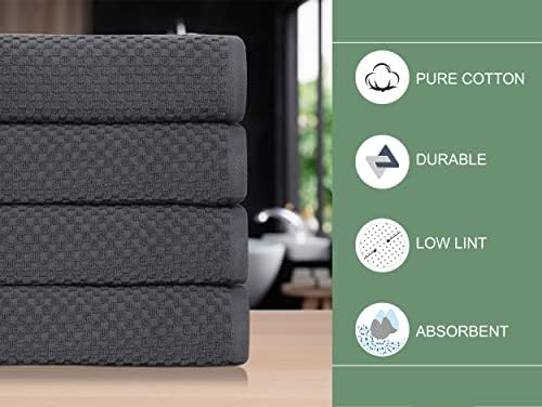 COTTON CRAFT Euro Spa Waffle Weave Bath Towels - Set of 4 Grey Towels - Image 5