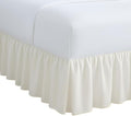Rajlinen Ruffled Bed Skirt Twin, 18 Inch Drop Dust Ruffle with Split Corners, 100% Microfiber Bedskirt with Platform, Three-Sided Coverage Ruffled Gathering Design, Ivory