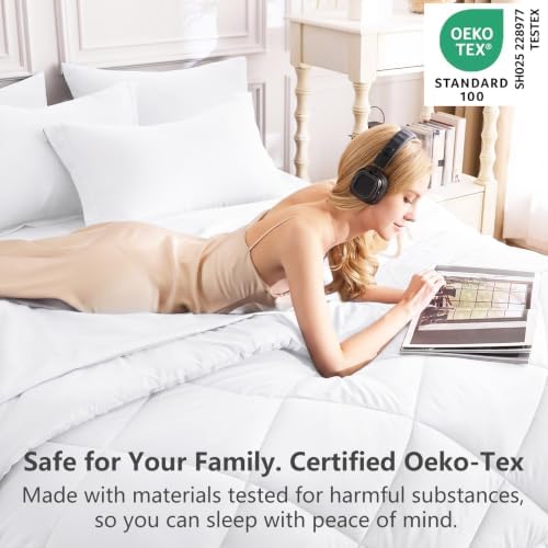 CozyLux King Comforter Set 102"x90" White - Image 3